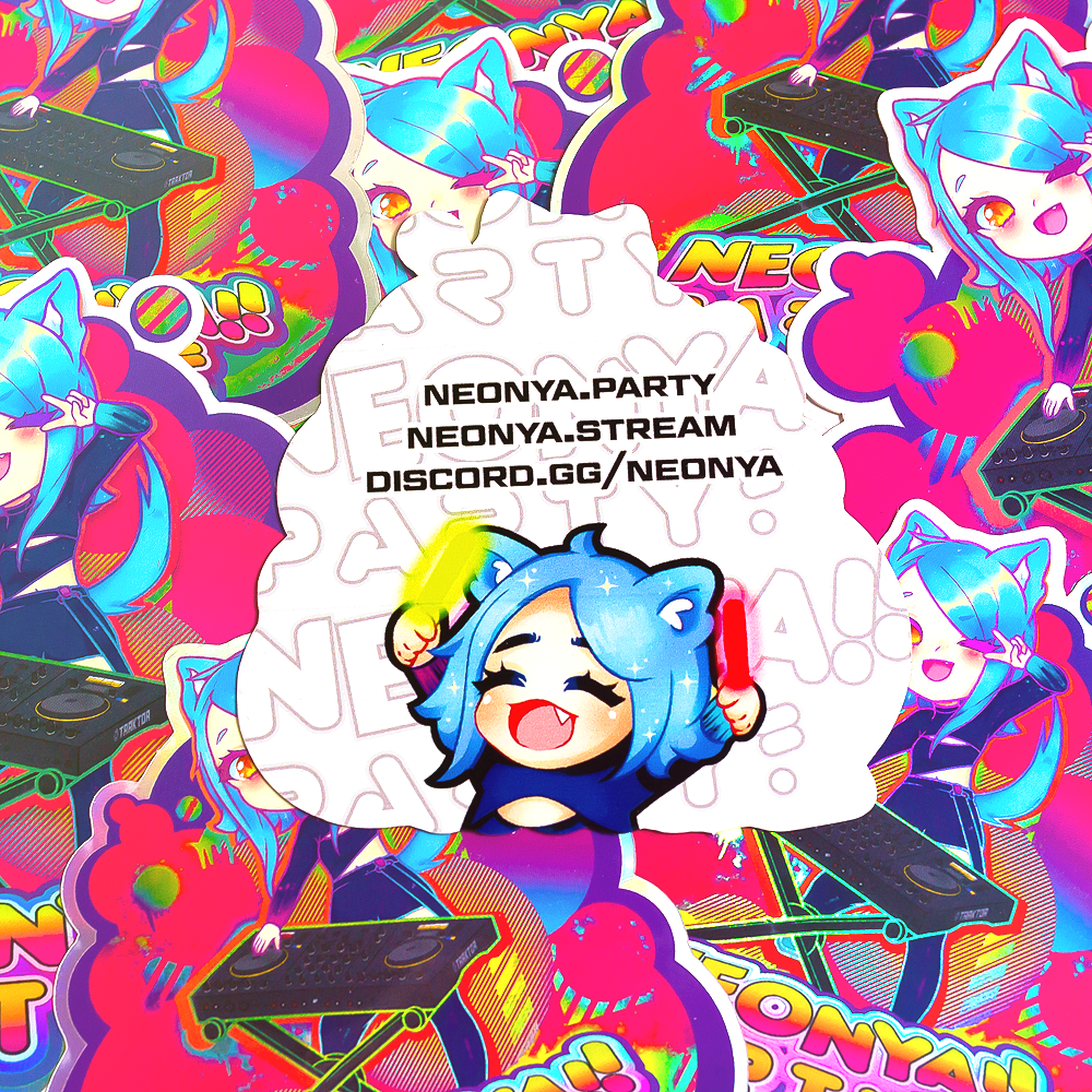 Neonya!! Nya-tan DJ Holographic Sticker